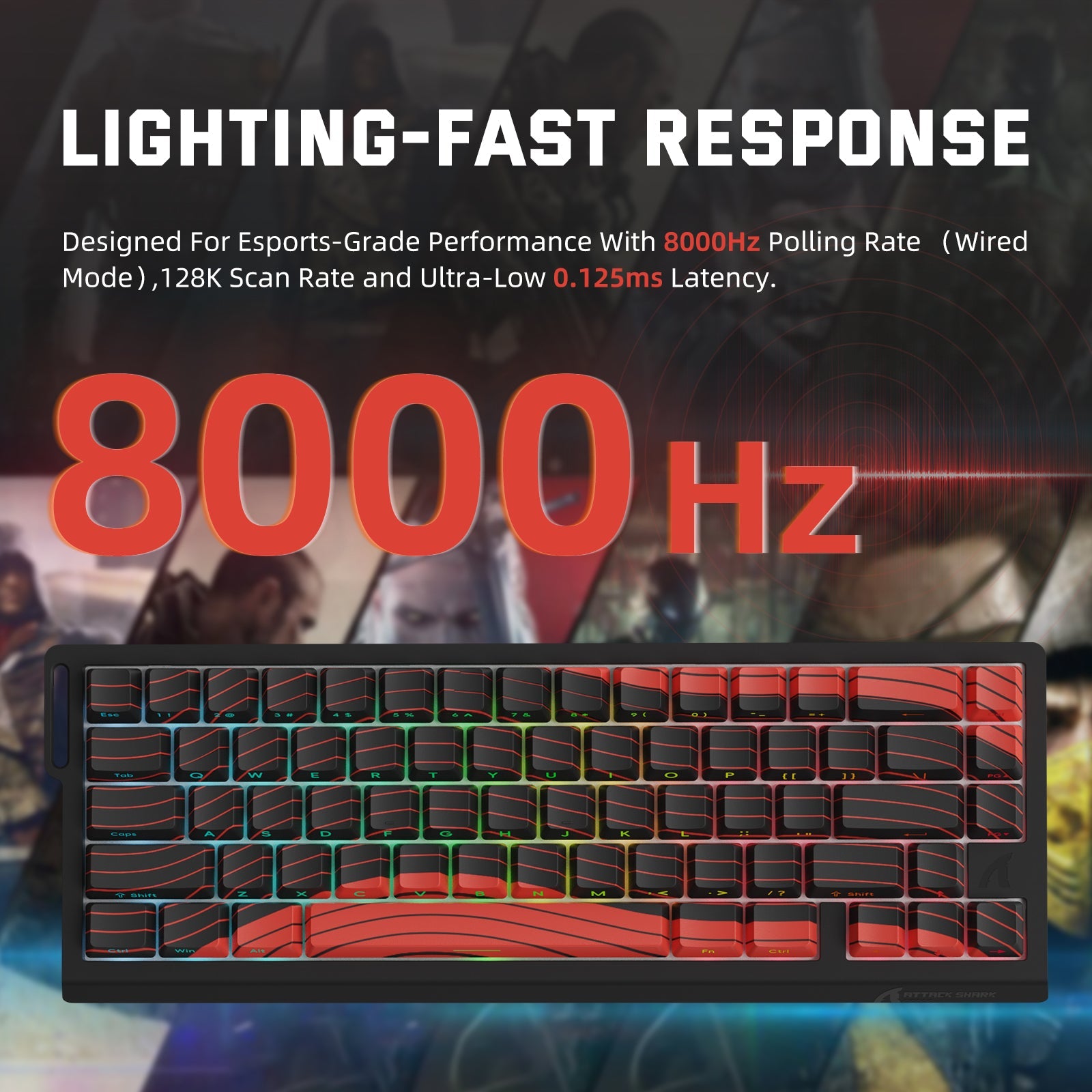 ATTACK SHARK X68PRO HE Wireless Rapid Trigger Keyboard Magnetic Switch